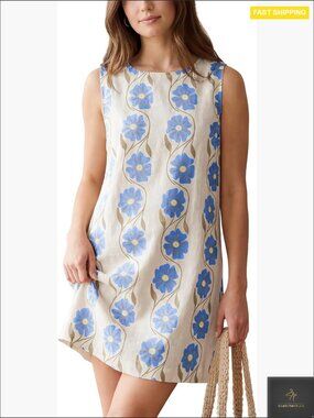 Floral Mini Shift Dress Sleeveless A-Line Boho Beach Vacation Sundress Y2K